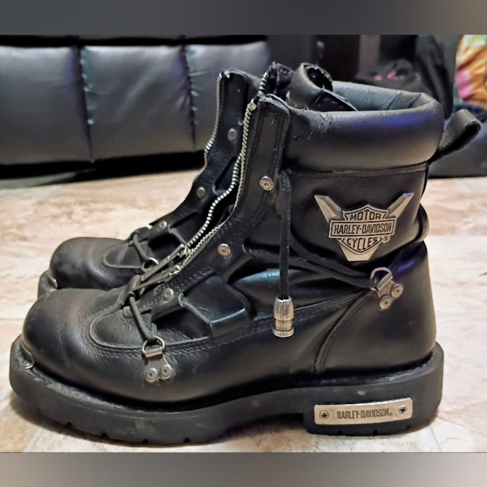 Harley-Davidson Men's Brake Light Double Zipper Riding Boots Sz 9